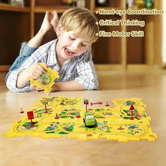 Puzzle Car Tracks & Electric Drive Play Set