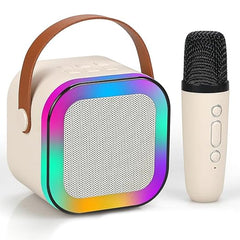Portable Bluetooth Speaker and Wireless Microphone set (Cream Colour)