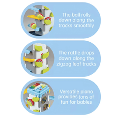 2-in-1 Educational Activity Toy Set – Shape Sorter Race Track & Rolling Ball Piano