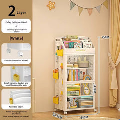 Kids Modular Bookshelf & Toy Storage Organizer with Wheels – White