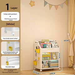 Kids Modular Bookshelf & Toy Storage Organizer with Wheels – White