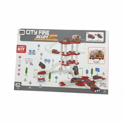 City Fire Alloy 62 piece fire station parking playset