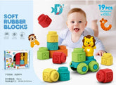 Soft Educational Rubber Animal Building Blocks - 19 pcs