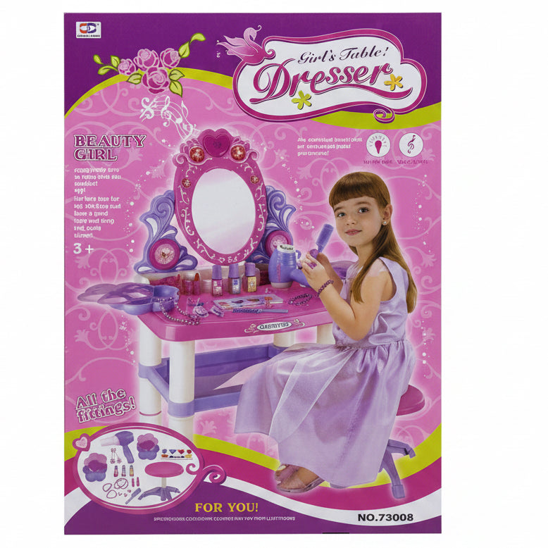 Girls Table Dresser beauty vanity play set model 73008 on white background