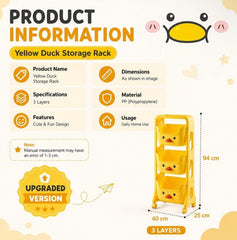 Yellow Duck 3-tier wheeled storage rack, 40 × 25 × 94 cm