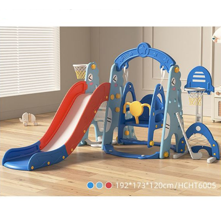 5-in-1 Kids Slide & Swing Set | Football | Hockey | Basketball Hoop