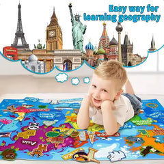 World Map Felt Board Set – Interactive Geography Learning Toy for Kids