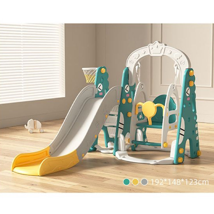 5-in-1 Kids Slide & Swing Set | Football | Hockey | Basketball Hoop