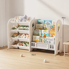 Kids Bookshelf & Multi-Bin Toy Storage Organizer