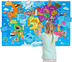World Map Felt Board Set – Interactive Geography Learning Toy for Kids