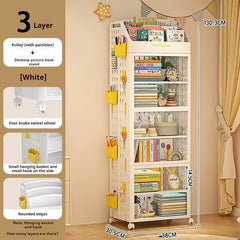 Kids Modular Bookshelf & Toy Storage Organizer with Wheels – White