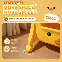 Yellow Duck 3-Tier Kids Storage Rack – Rolling Toy Organizer