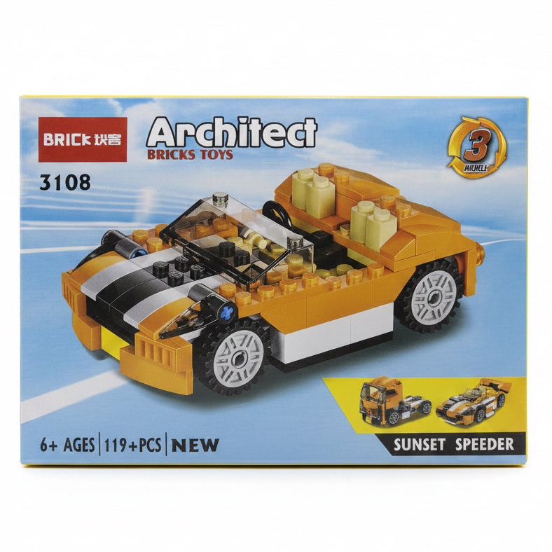 Architect Sunset Speeder 3108 building blocks set on white background