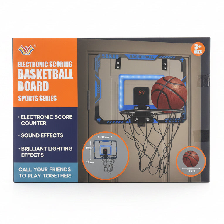 Electronic scoring basketball board with light sound and score counter