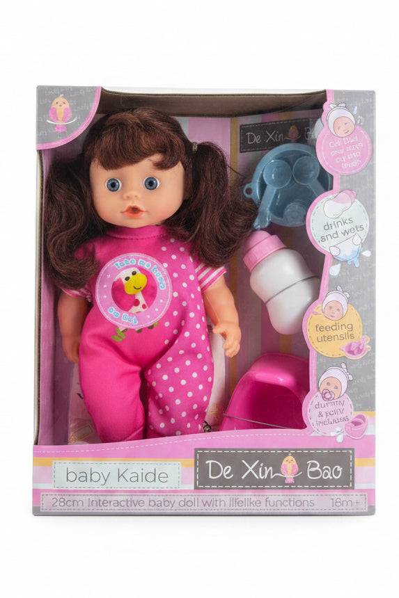 28 cm interactive baby doll with feeding accessories