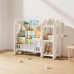 Kids bookshelf with side storage shelves, 98 x 36 x 78 cm