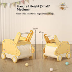 2-in-1 Baby Push Walker & Toy Storage Cart – Yellow