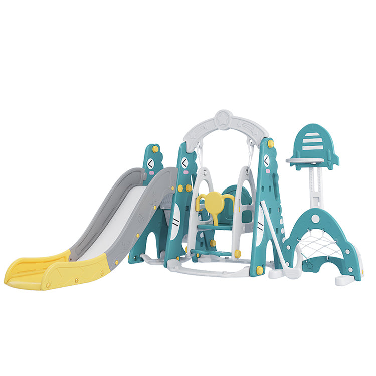 5-in-1 Kids Slide & Swing Set | Football | Hockey | Basketball Hoop