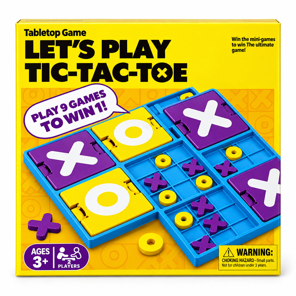 Let's Play tabletop Tic Tac Toe game for ages 3 plus