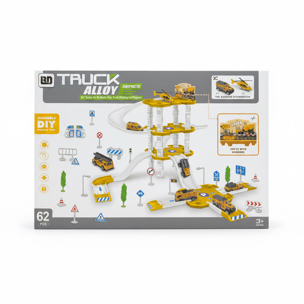 Truck Alloy 62 piece construction truck parking playset